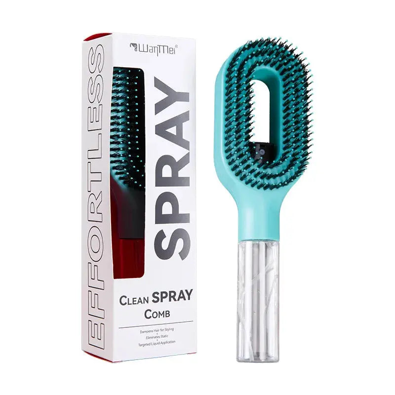 Teal cleaning spray comb with white packaging on a white background