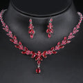 The bridal jewelry set captured under soft lighting, emphasizing the premium sparkle of the cubic zirconia stones.