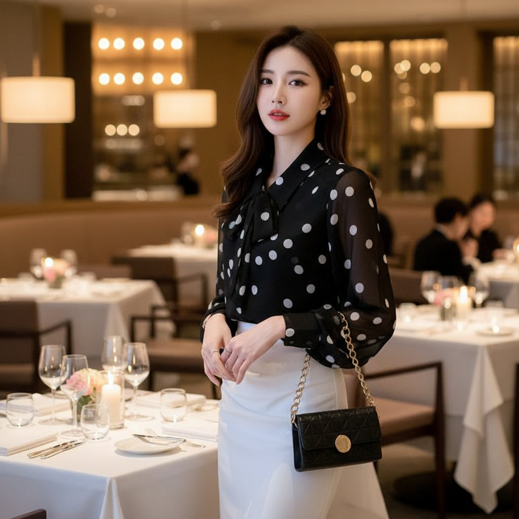 Asian sizing size guide chart for women's western bow-tie top